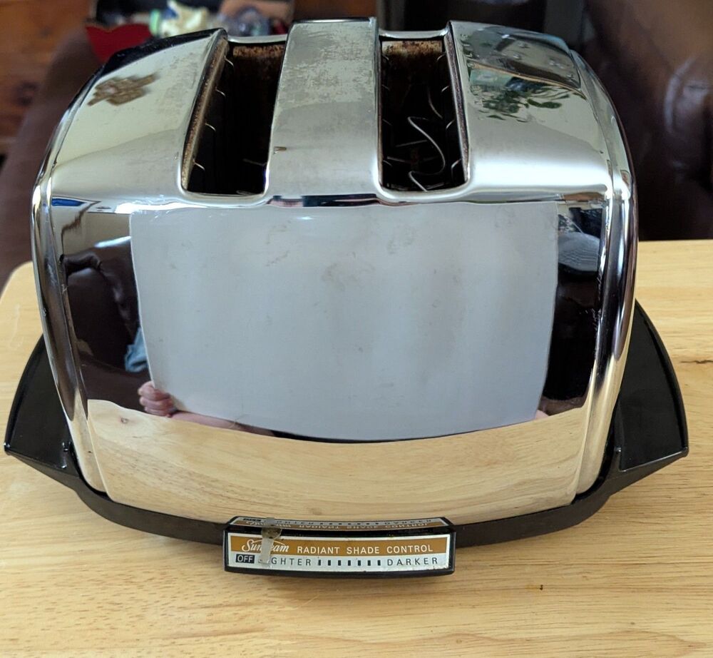Vintage Sunbeam Radiant Control Toaster Model AT-W Chrome Made in USA Parts Only